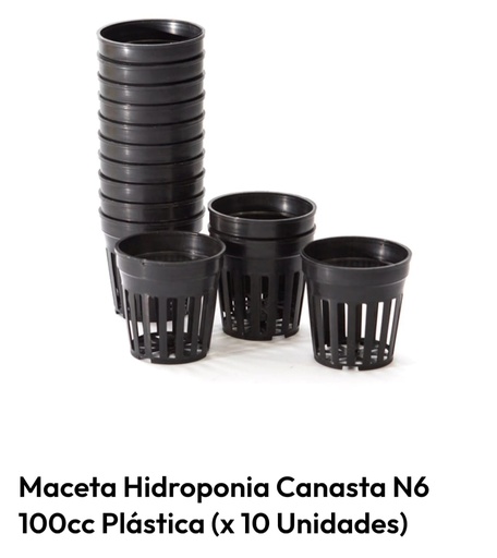 Maceta chica hidroponica nro 6 x 10unidades